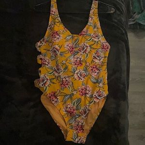 yellow floral one piece bathing suit
